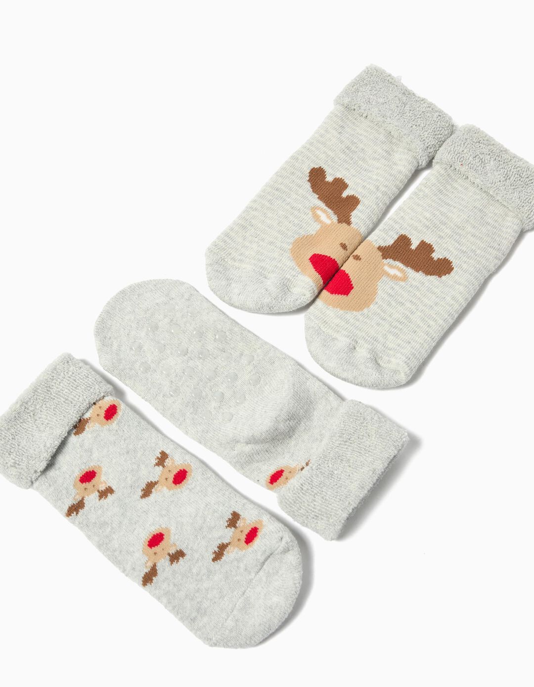 Pack 2 Pares de Meias Antiderrapante, Menino, Cinzento