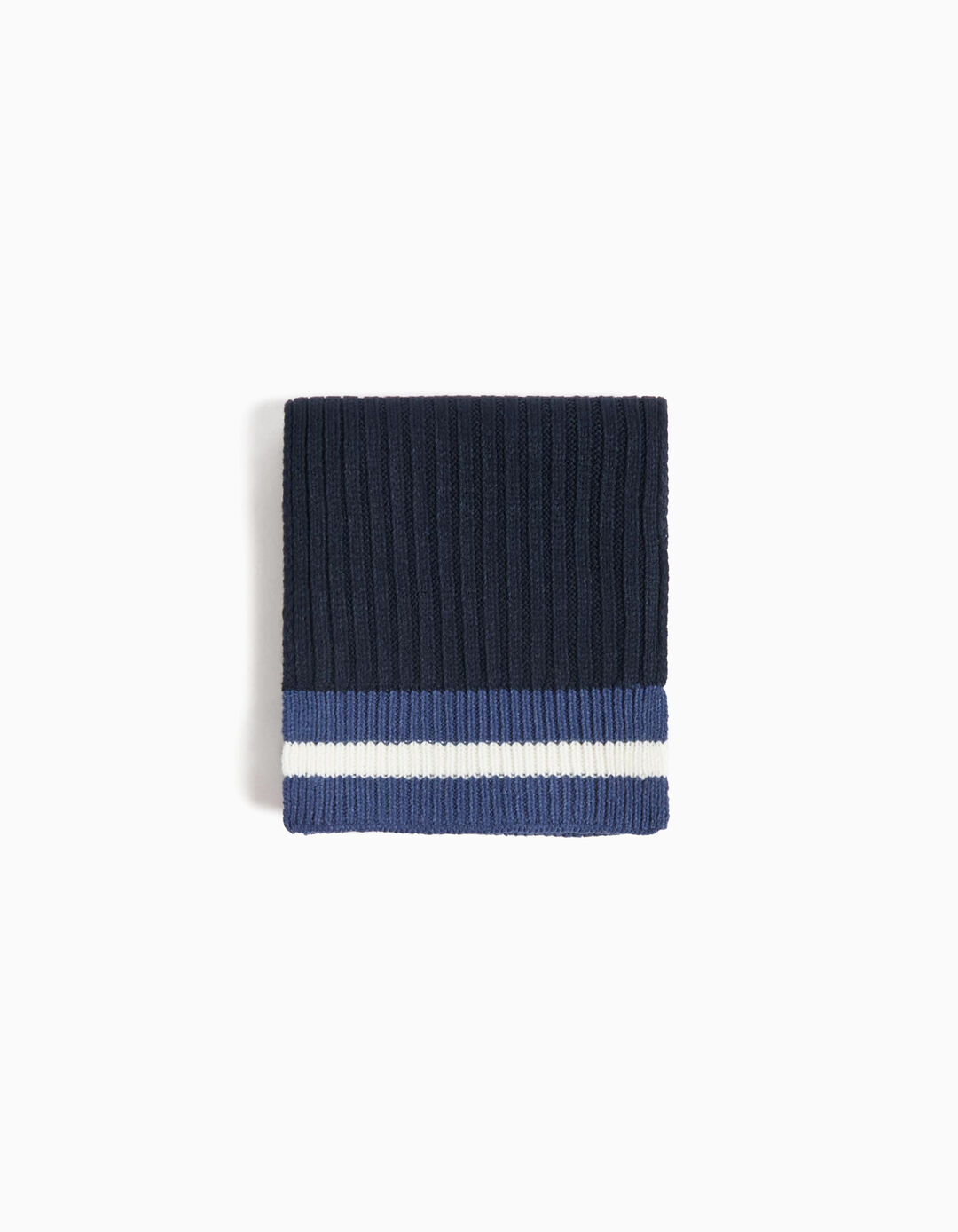 Striped Knit Scarf, Boy, Dark Blue