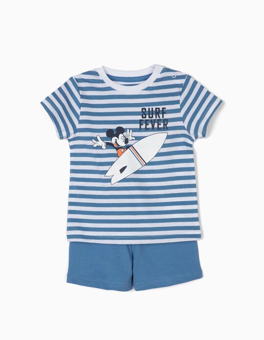 Pijama para Beb&eacute; Menino 'Mickey Surf Fever', Azul e Branco