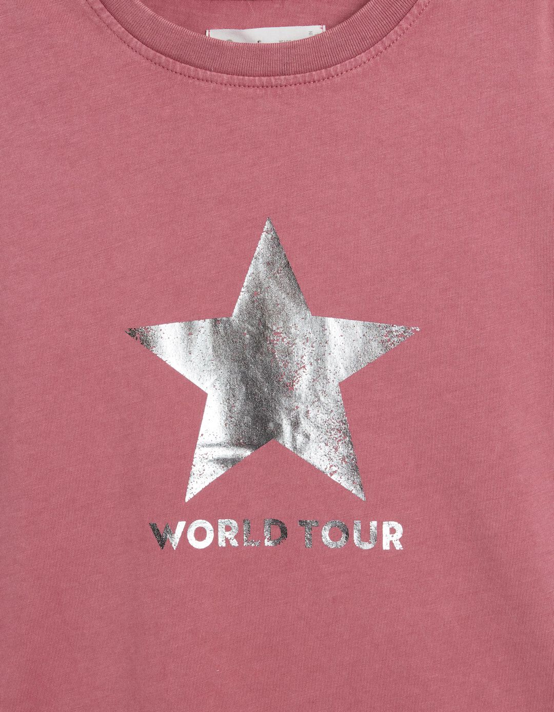 T-shirt Manga Curta Cut Out, Menina, Rosa Escuro