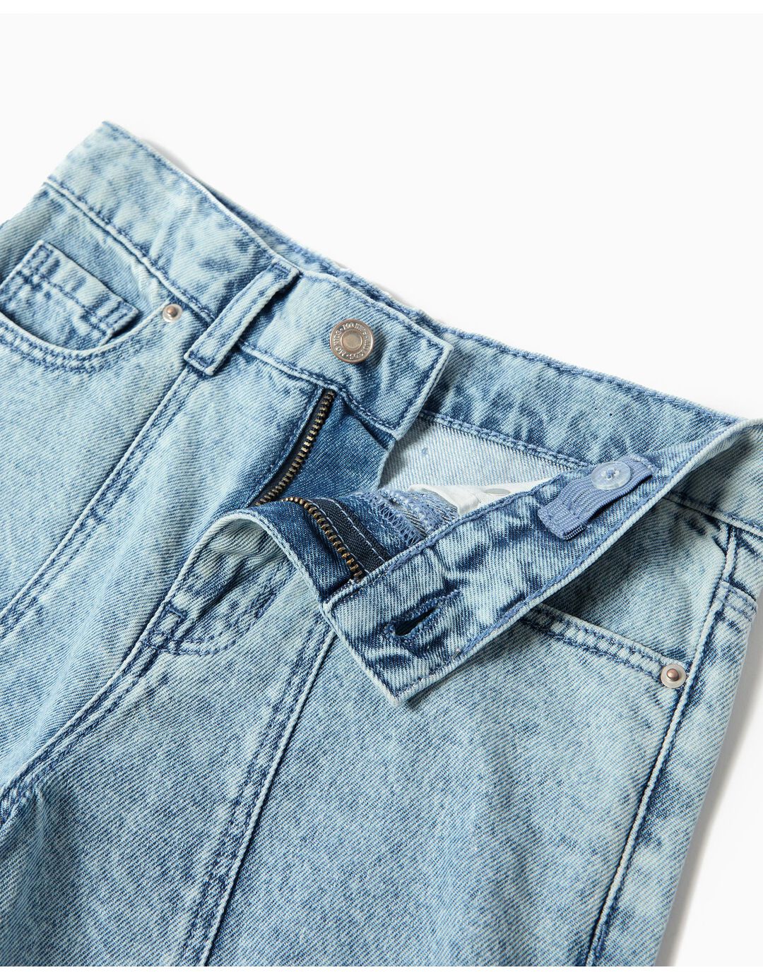 Calças de Ganga Cargo, Menina, Azul Claro