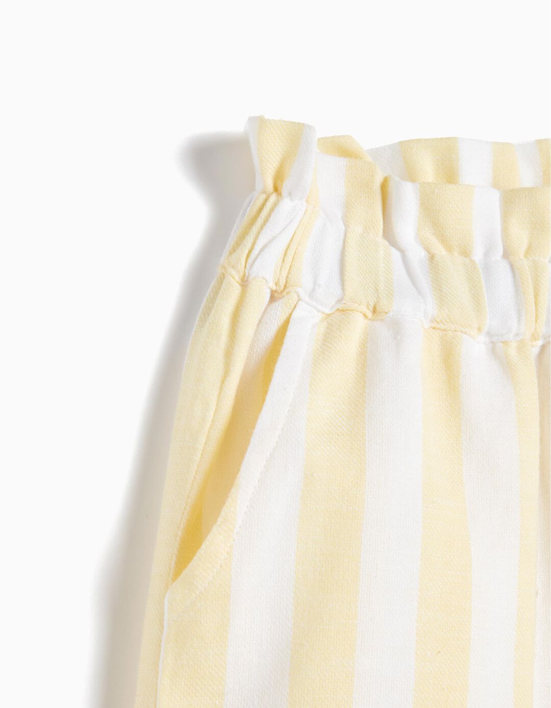 Linen Blend Striped Trousers, Girls, Light Yellow