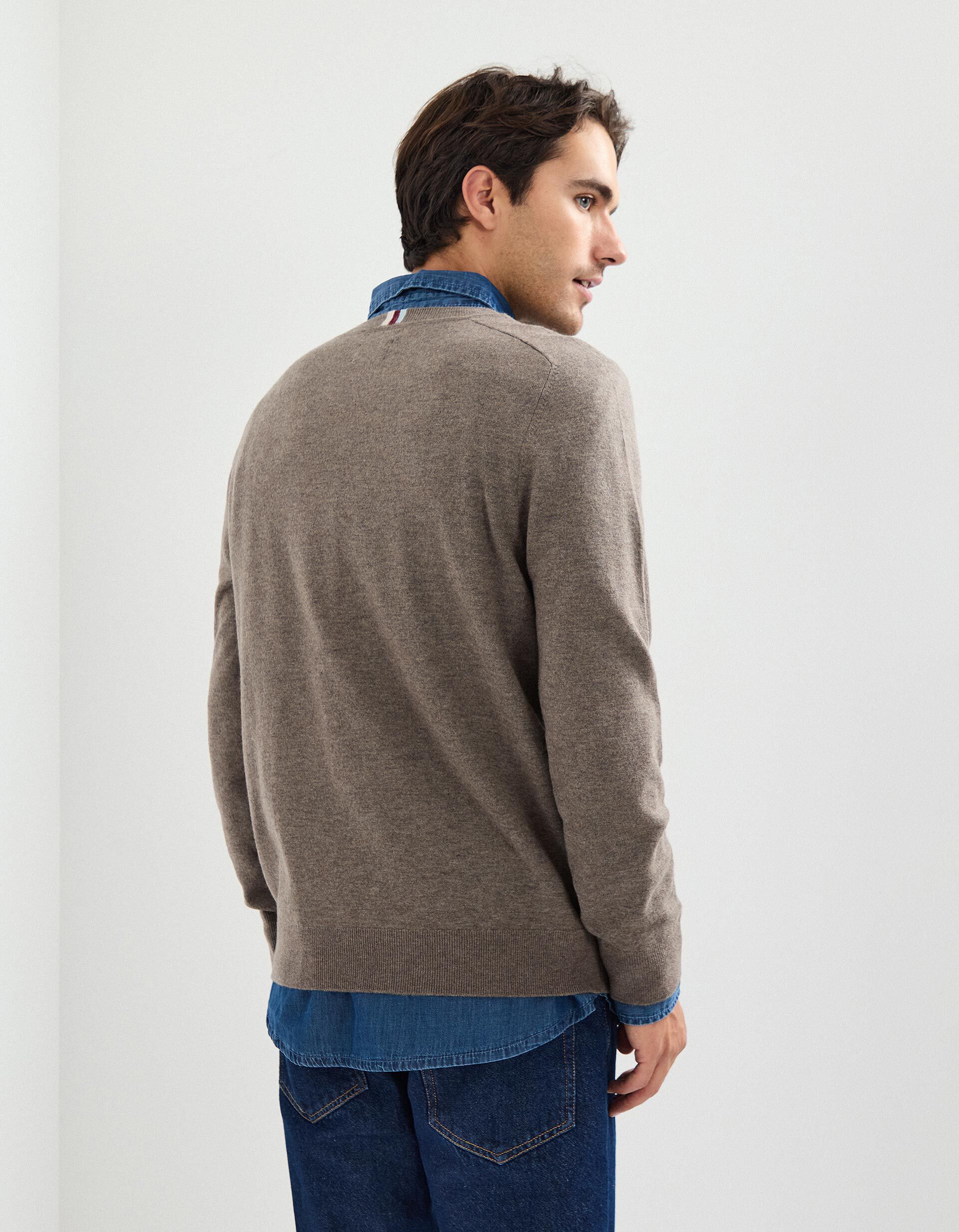 Comprar Online Camisola com Caxemira, Homem, Bege Escuro