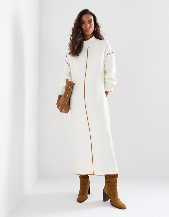 Comprar Online Vestido de Malha com Lã, Mulher, Cru