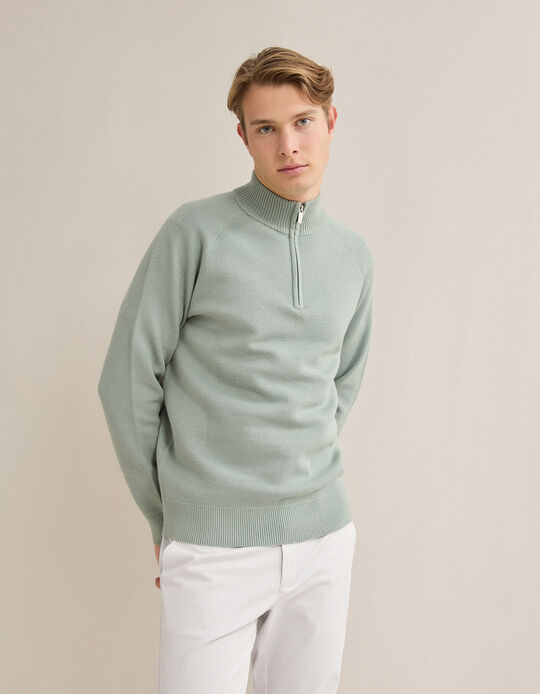 Comprar Online Camisola de Malha Waffle, Homem, Verde Claro