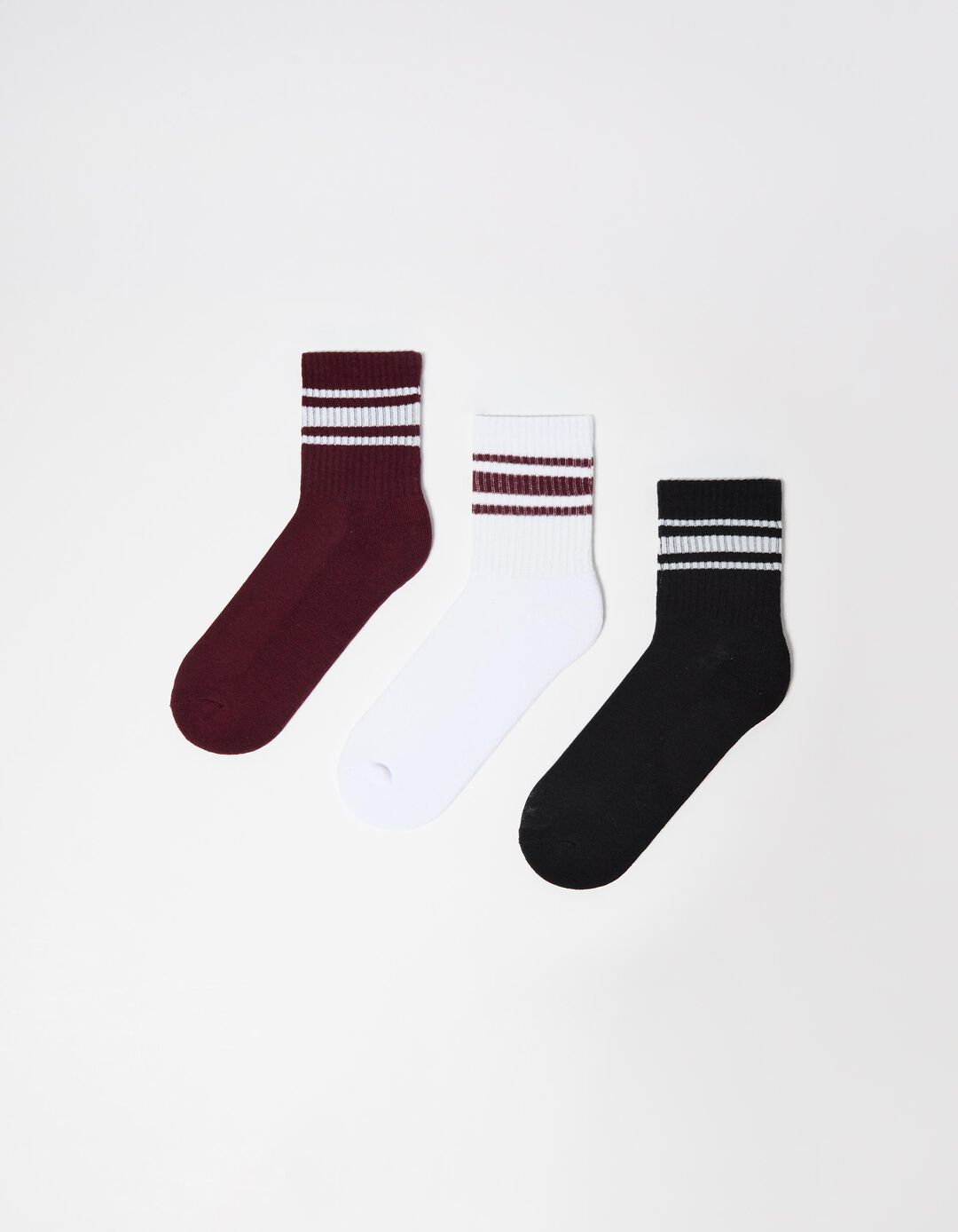 Pack 3 Meias Desportivas, Mulher, Vermelho Escuro