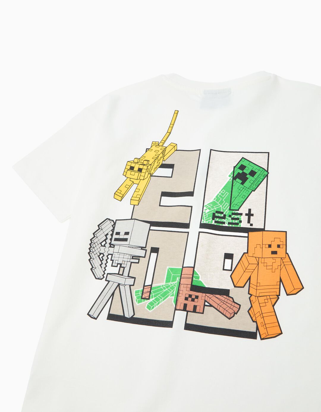 T-shirt Manga Curta 'Minecraft', Menino, Branco