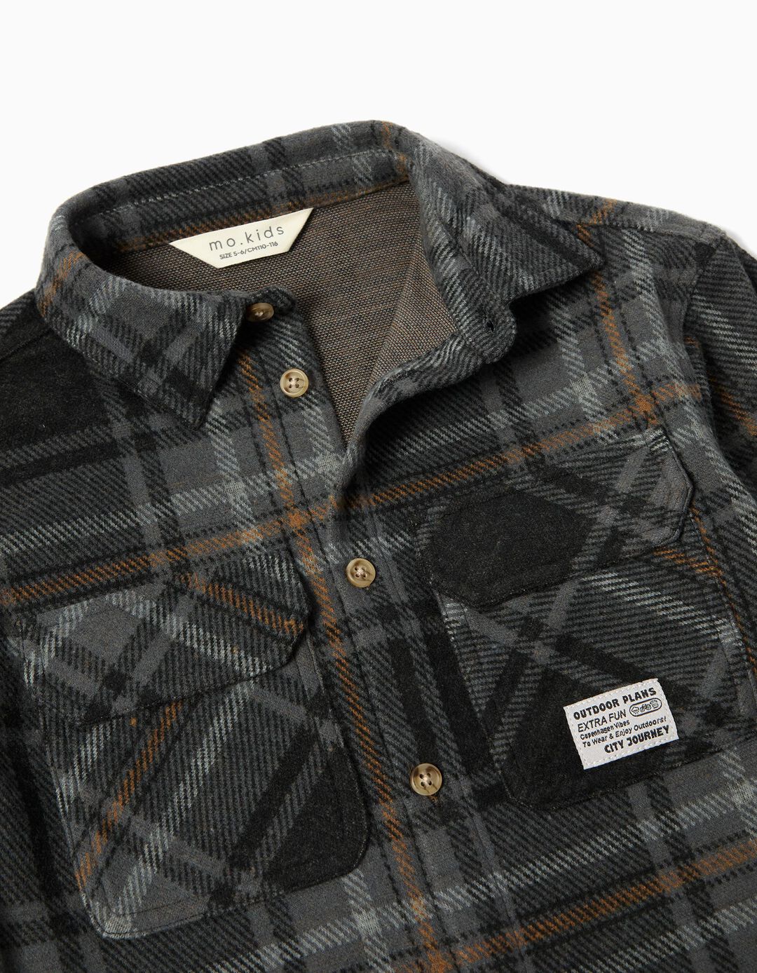 Sobrecamisa Xadrez, Menino, Cinzento Escuro 