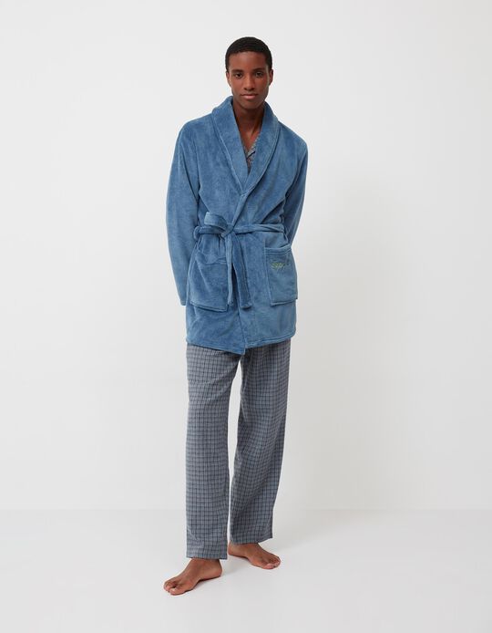 Embroidery Robe, Men, Blue