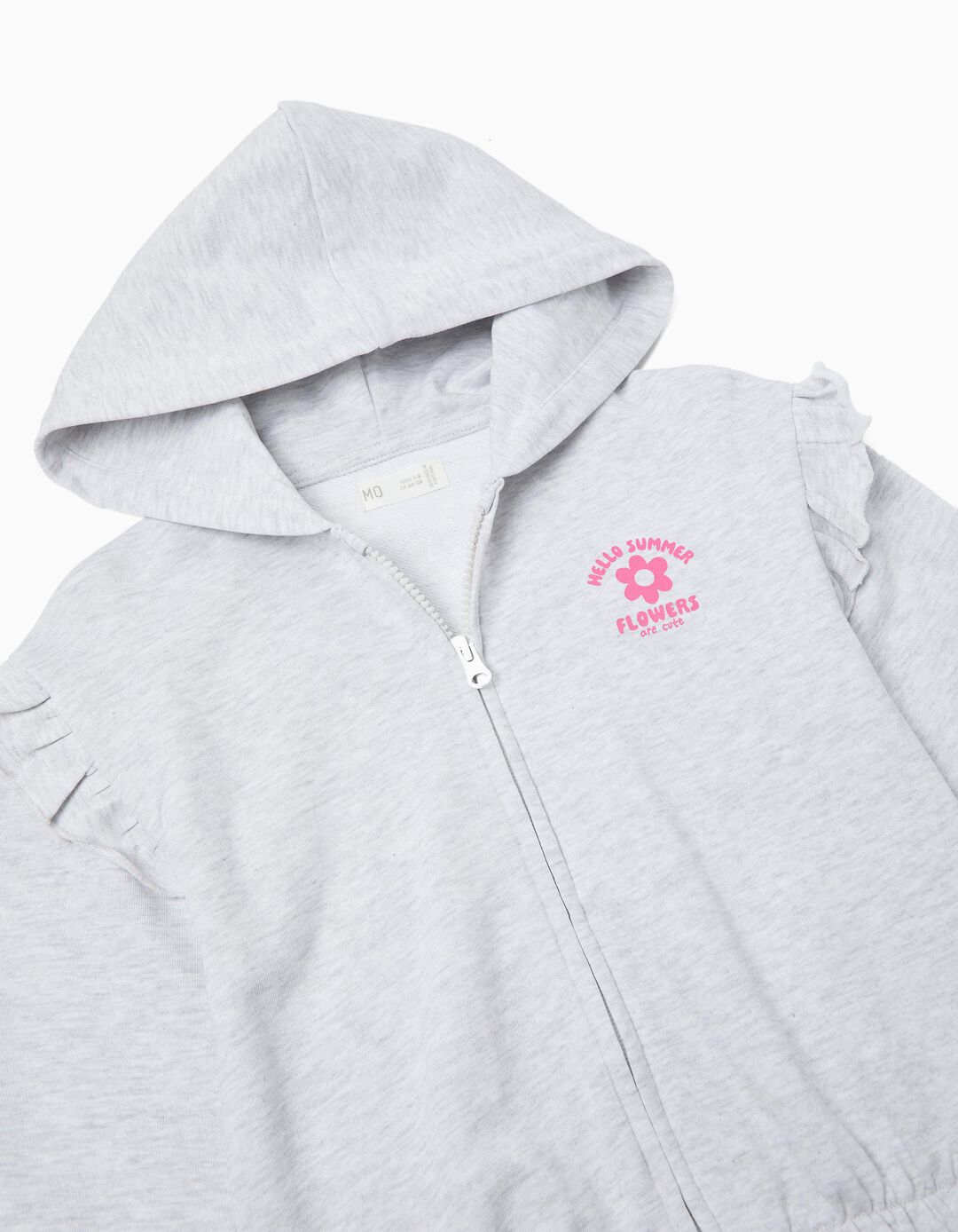 Casaco de Felpa com Capuz, Menina, Cinzento Claro