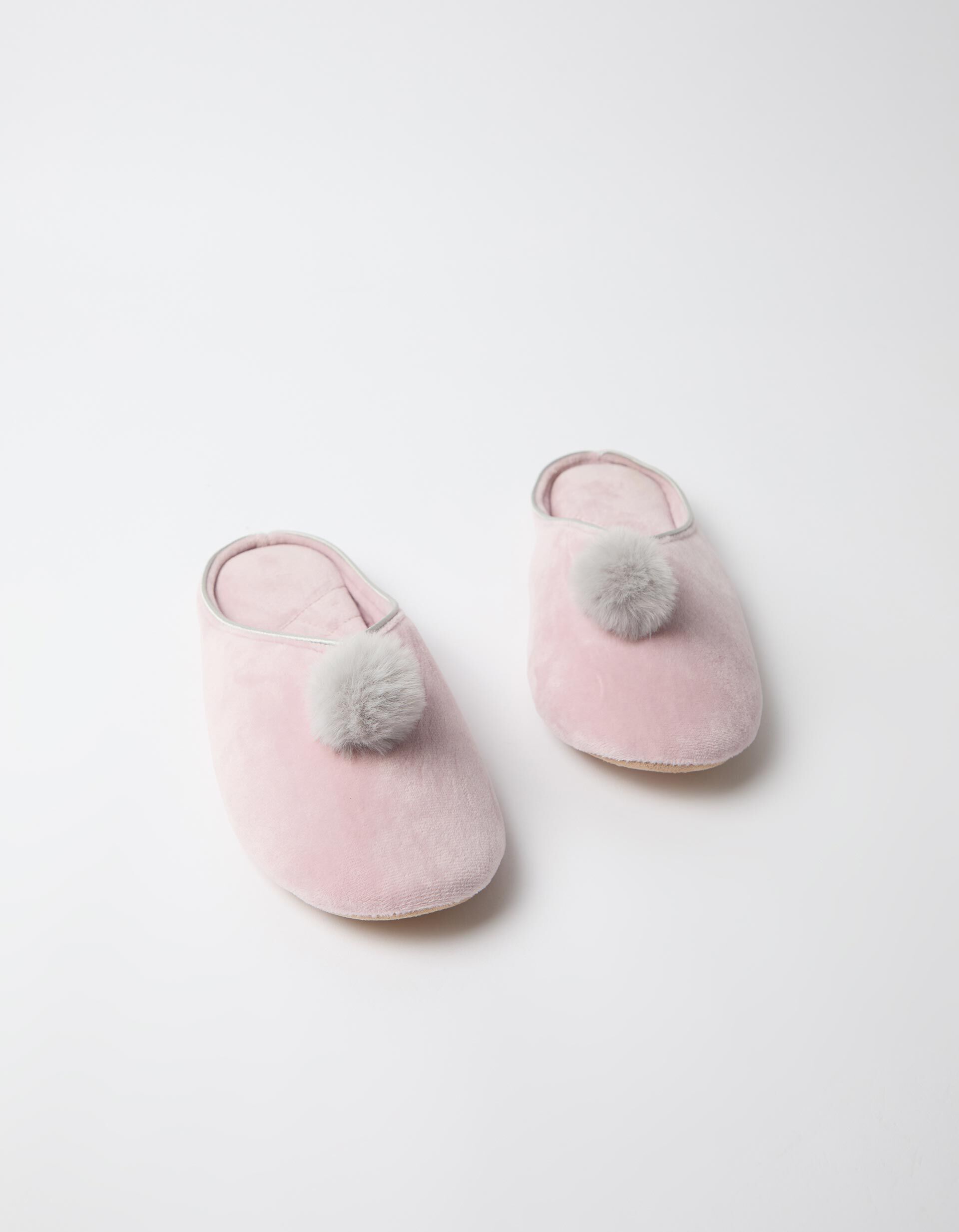 Comprar Online Chinelos De Quarto Com Pompom, Mulher, Rosa