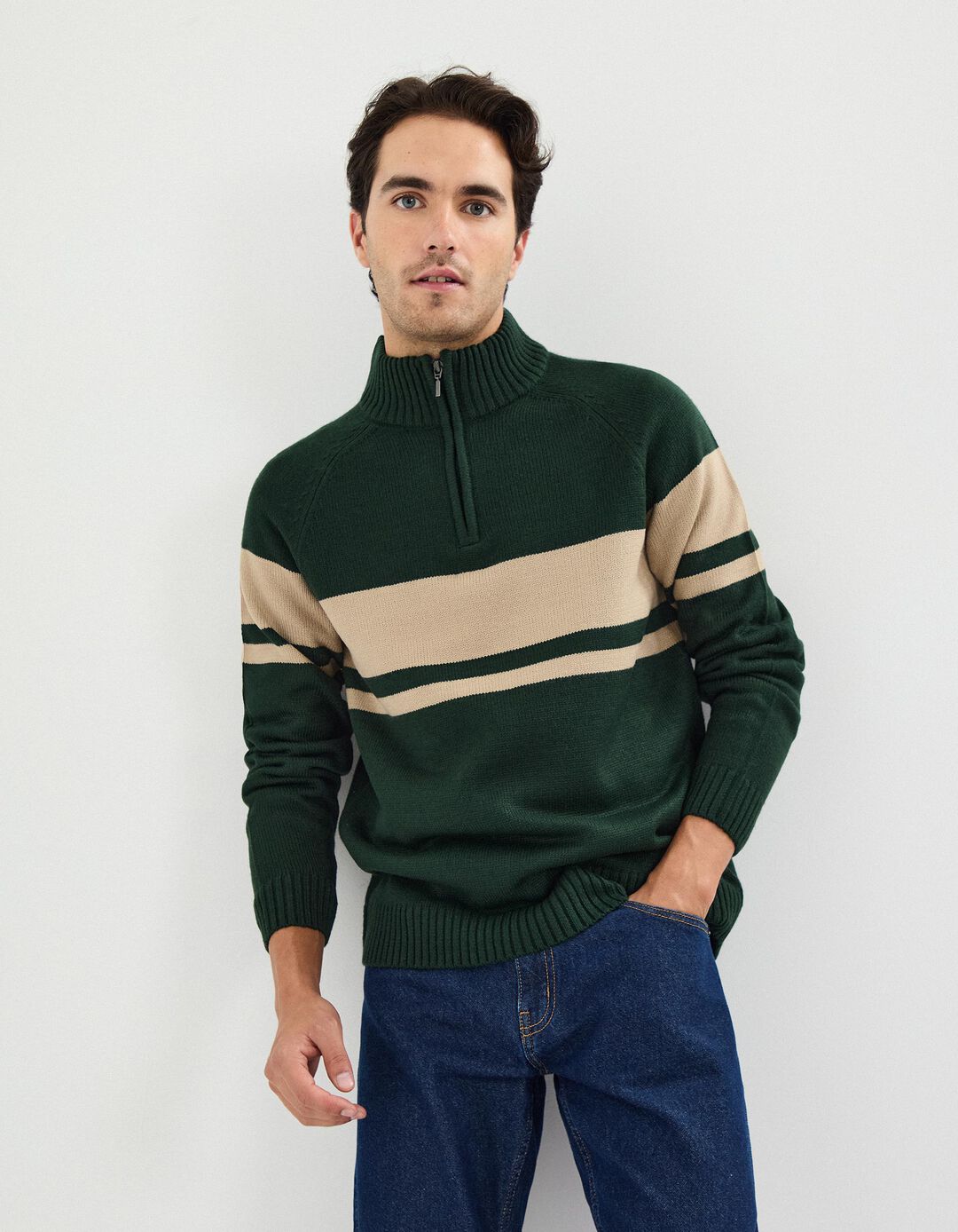 Camisola de Malha, Homem, Verde Escuro
