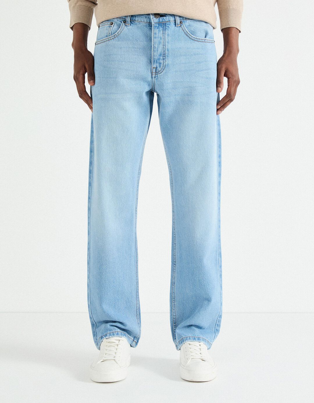Calças de Ganga 'Straight Fit', Homem, Azul Claro