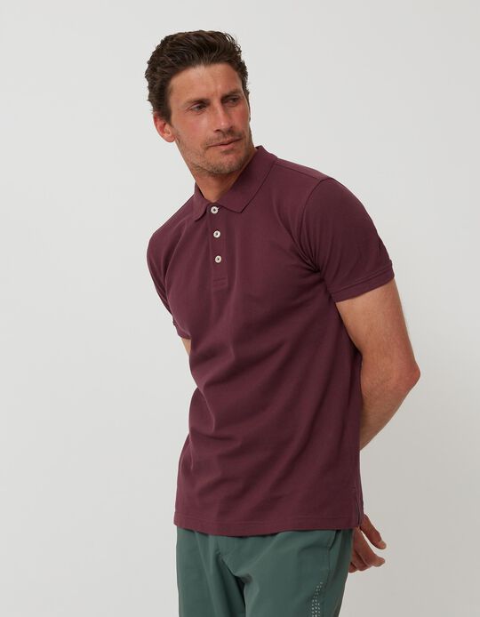Short Sleeve Polo Shirt, Men, Burgundy