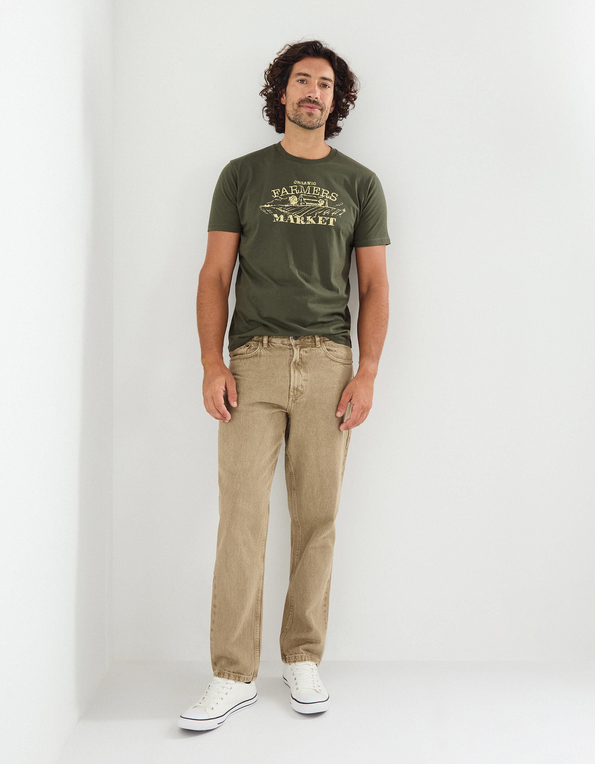 Comprar Online Cal&ccedil;as 'Relaxed Fit', Homem, Bege Escuro