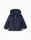 Quilted Hooded Jacket, Baby Girls, Dark Blue