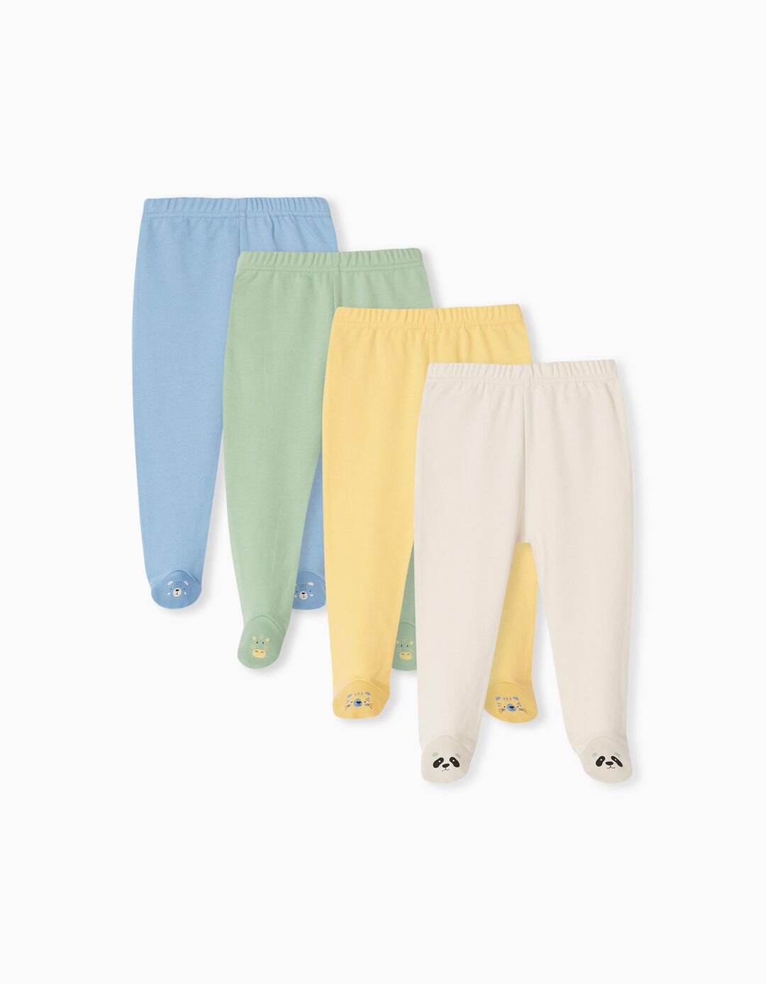 4 Pairs of Footed Trousers Pack, Baby Boys, Multicolour