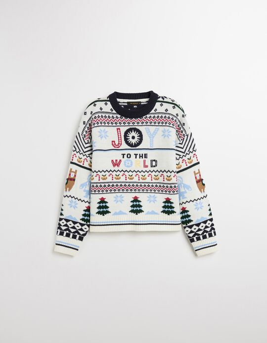Comprar Online Camisola Natal de Malha, Mulher, Bege 