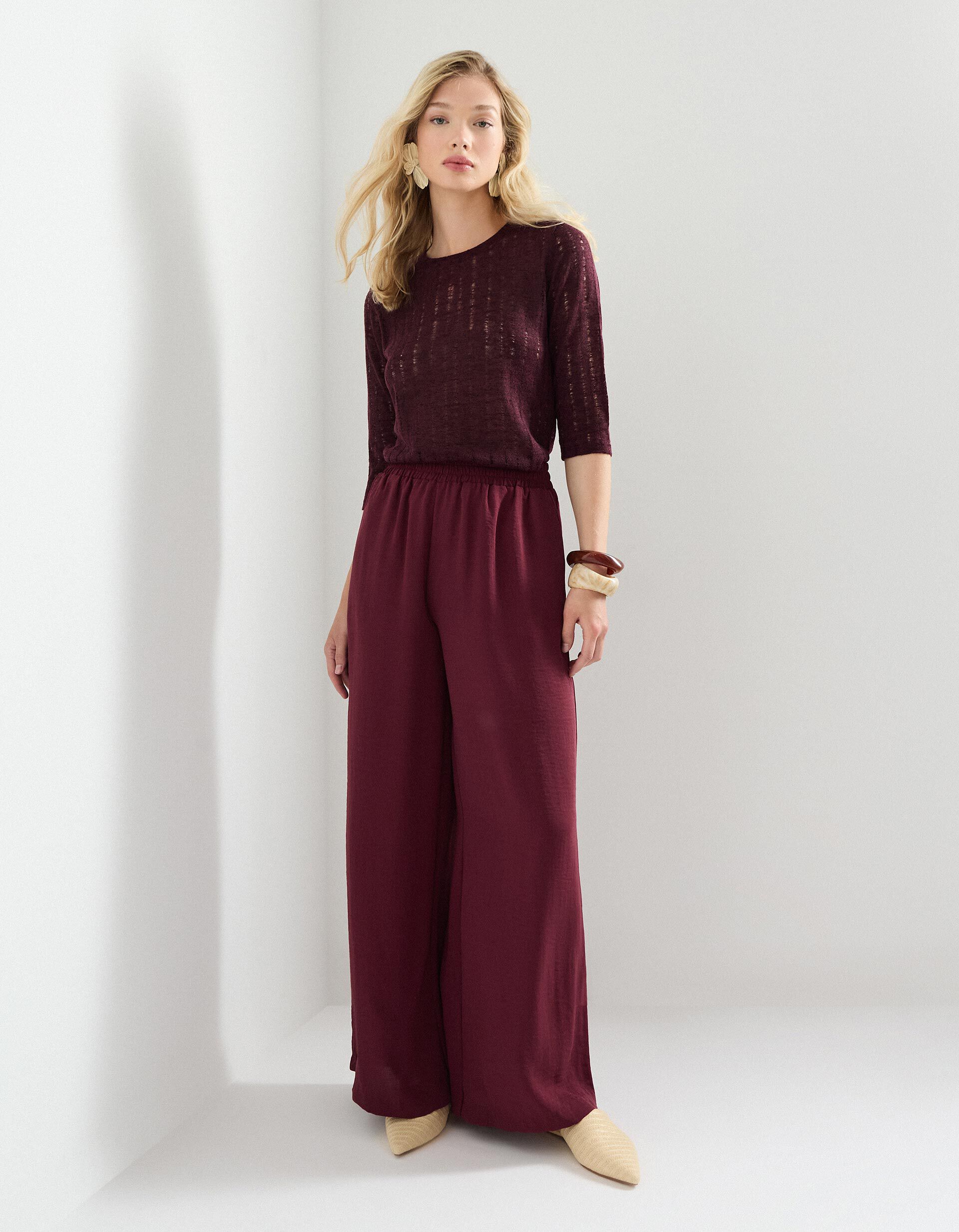 Comprar Online Cal&ccedil;as Palazzo, Mulher, Vermelho Escuro