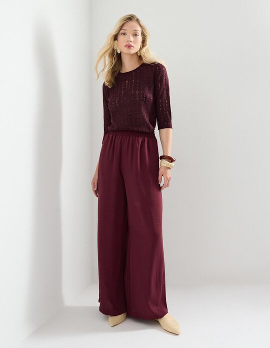 Comprar Online Calças Palazzo, Mulher, Vermelho Escuro