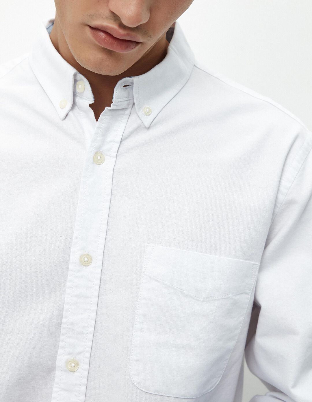 Camisa de Manga Comprida Oxford, Homem, Branco