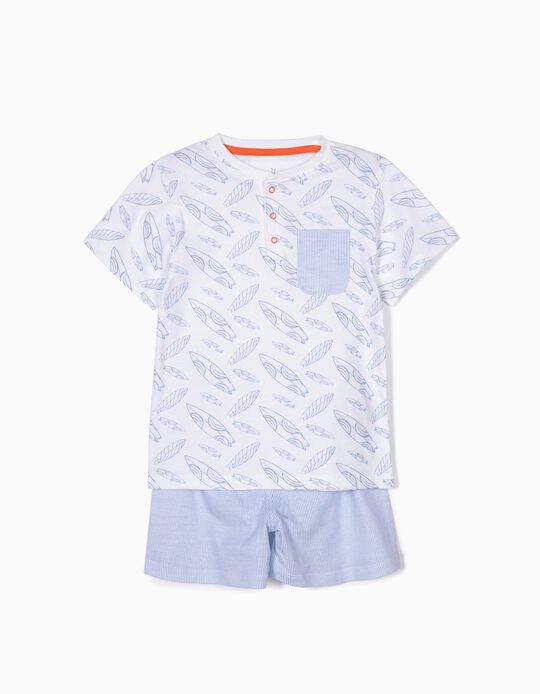 Pijama para Menino 'Surf & Stripes', Branco e Azul