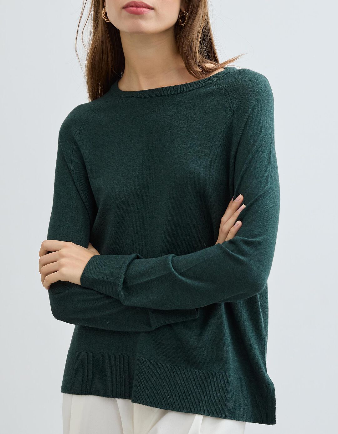 Camisola com Caxemira, Mulher, Verde Escuro