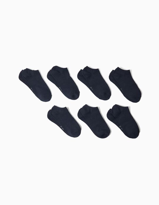 Comprar Online Pack 7 Pares de Meias Tornozelo, Crian&ccedil;a, Azul Escuro