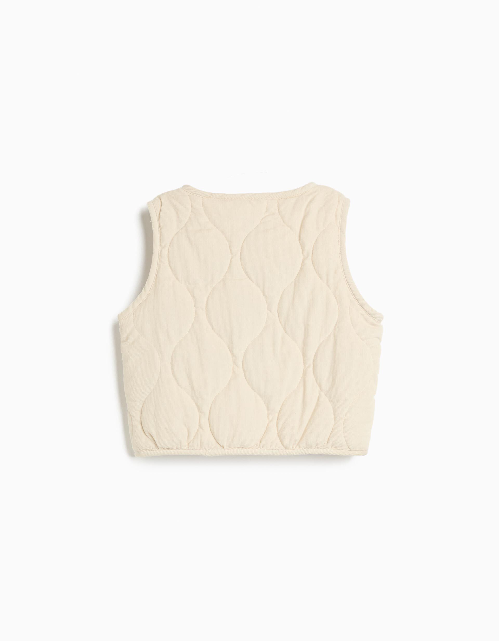 Comprar Online Colete Acolchoado Em Bombazina, Menina, Bege