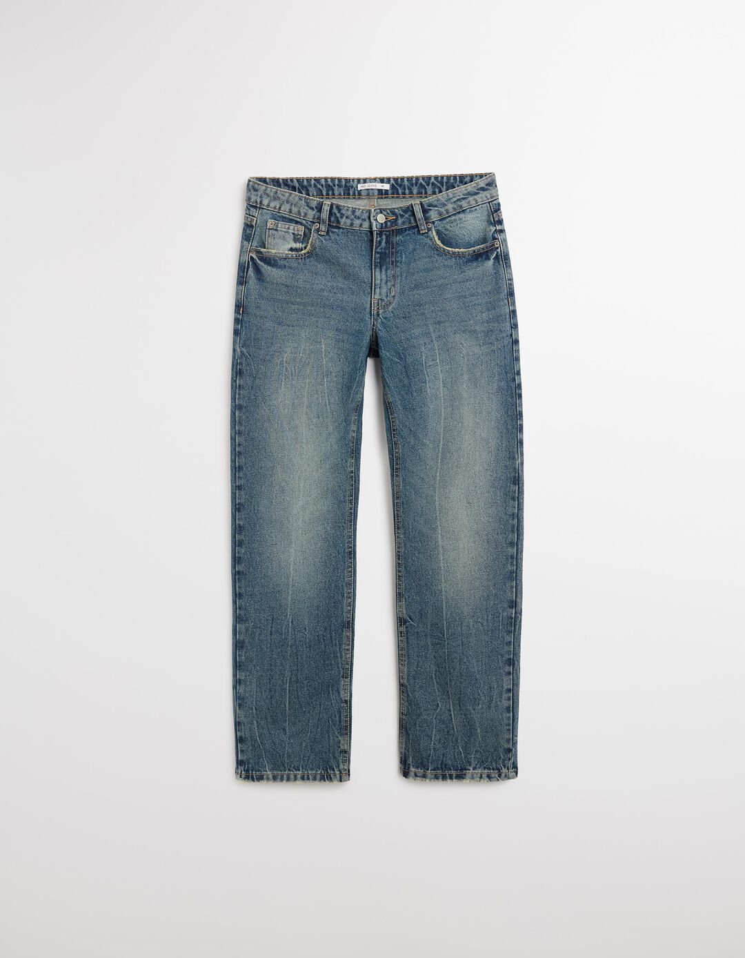 Calças de Ganga 'Straight Fit', Mulher, Azul