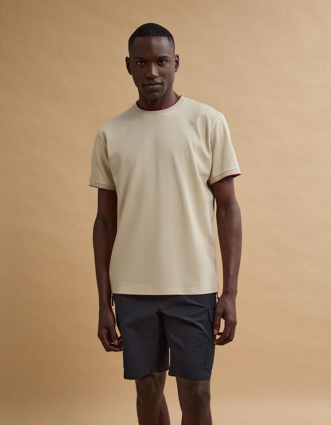 T-shirt Piquet, Homem, Bege Claro