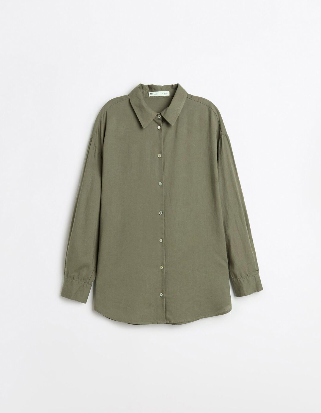 Camisa com Linho, Mulher, Verde Escuro