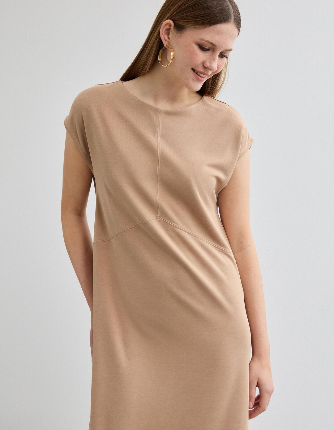 Vestido, Mulher, Bege