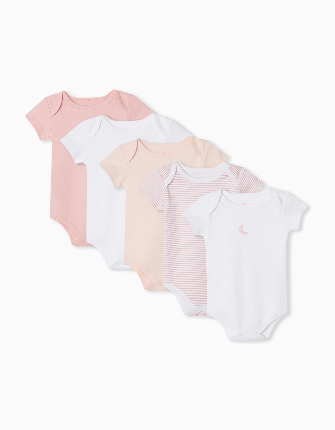 5 Short Sleeve Bodysuits Pack, Baby Girls, Multicolour