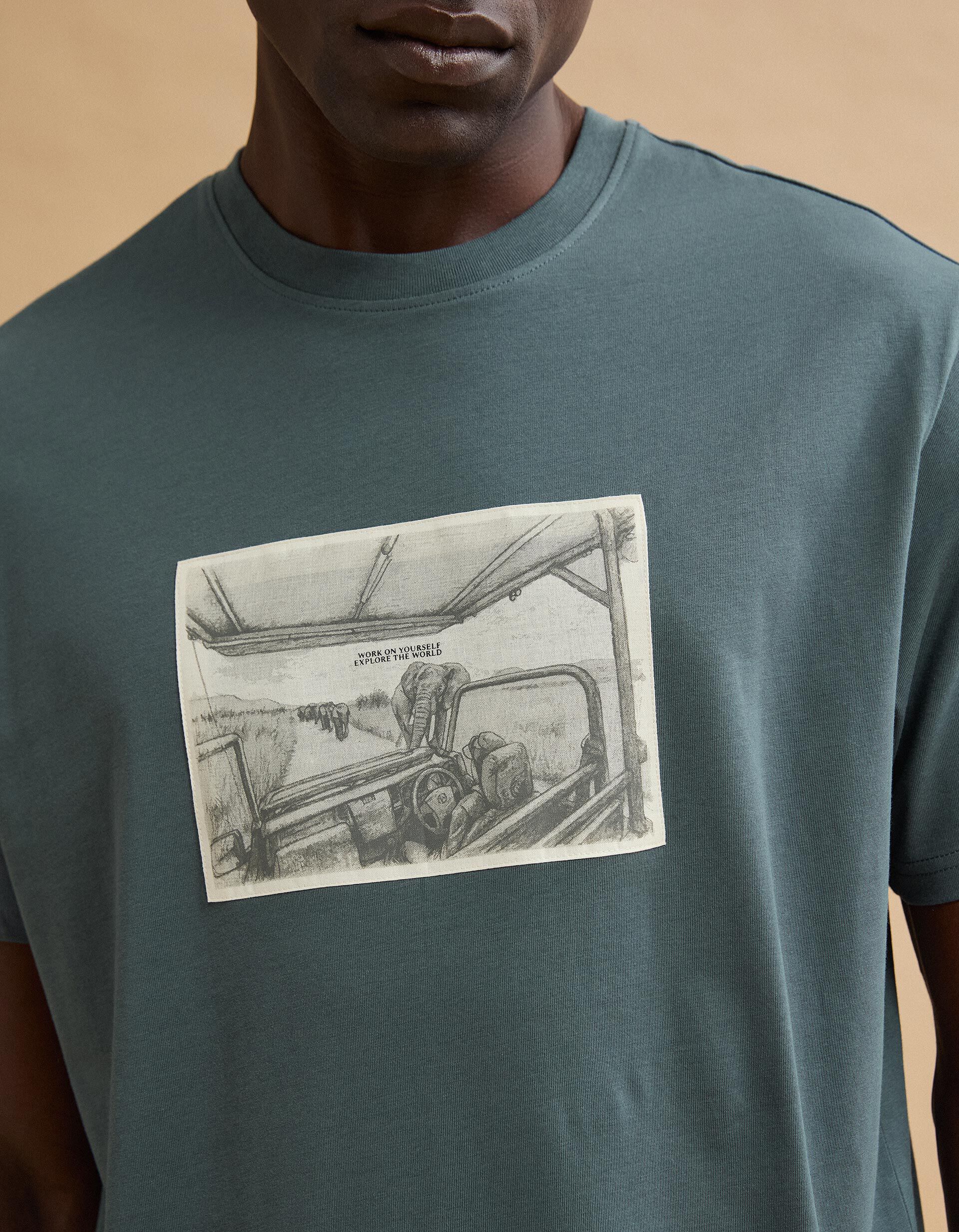 Comprar Online T-shirt Jersey Estampada, Homem, Azul Escuro