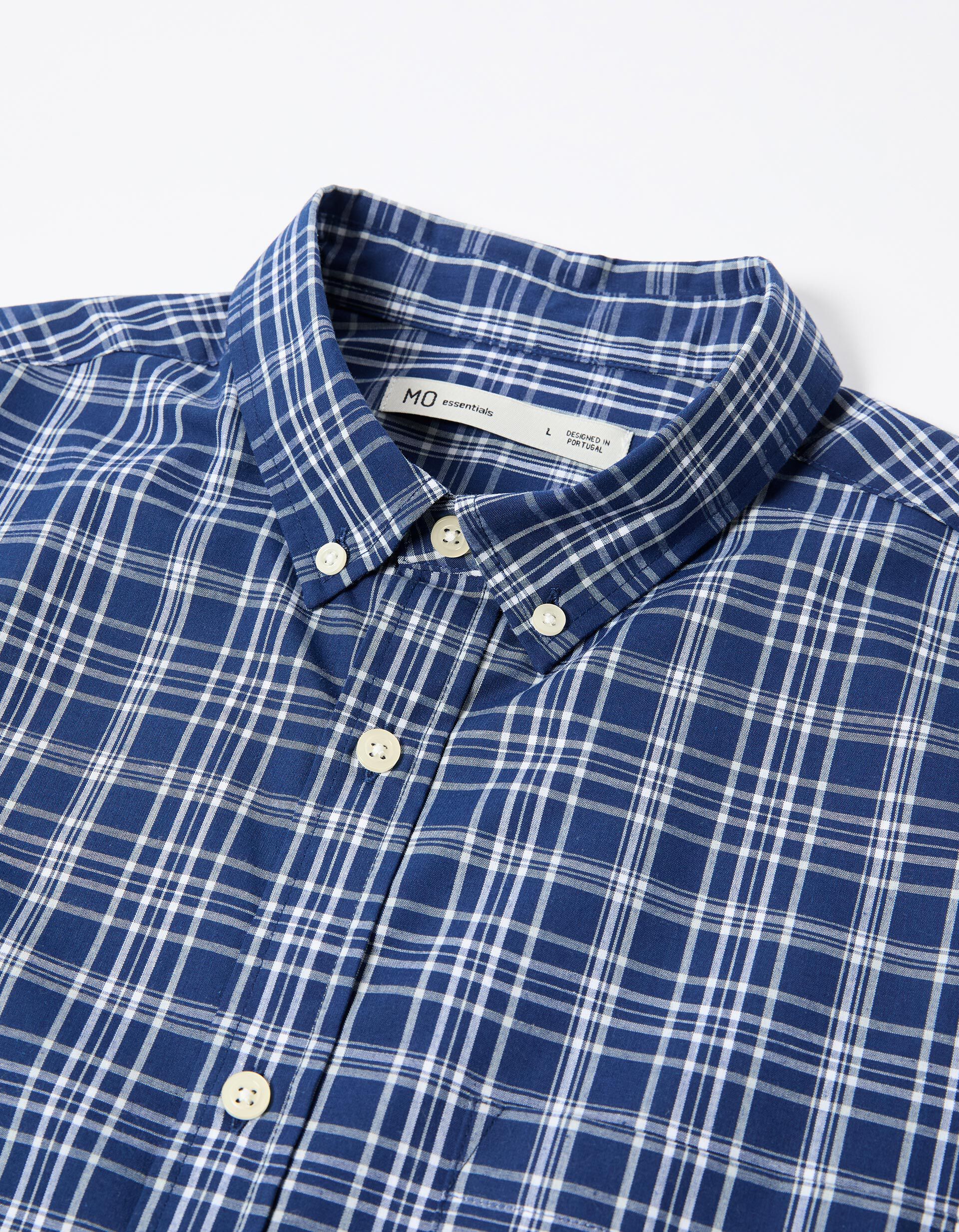 Comprar Online Camisa de Xadrez, Homem, Azul Escuro