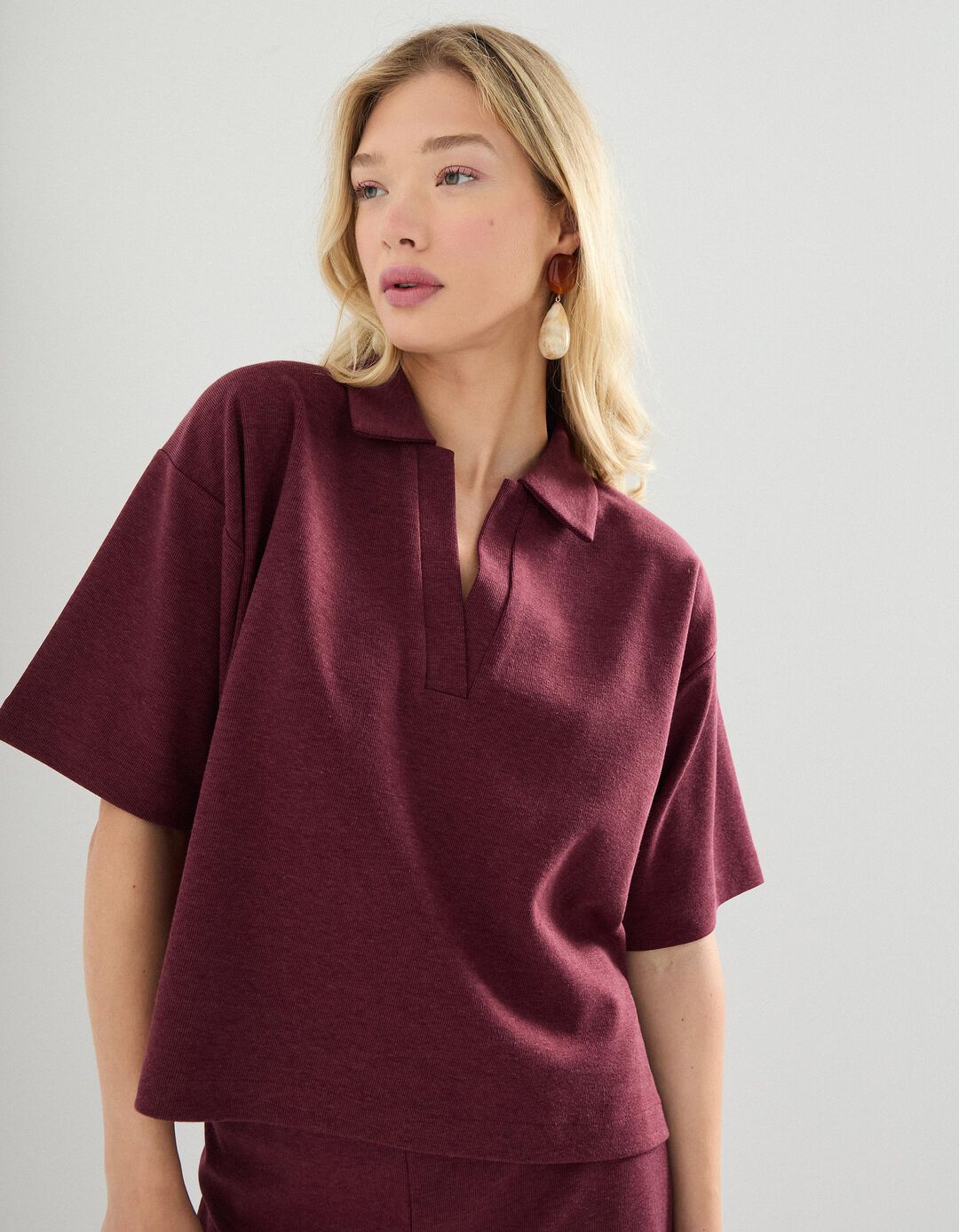 Polo, Mulher, Vermelho Escuro