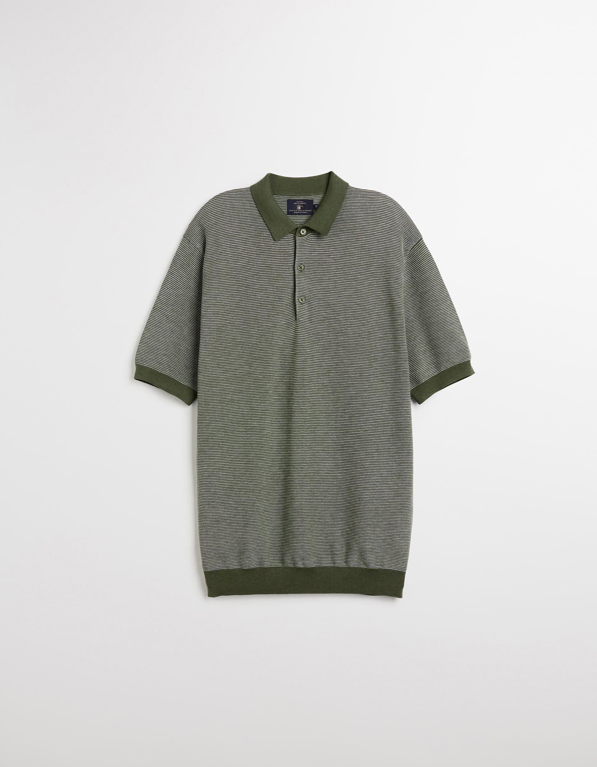Comprar Online Polo de Malha com Riscas, Homem, Verde Escuro 