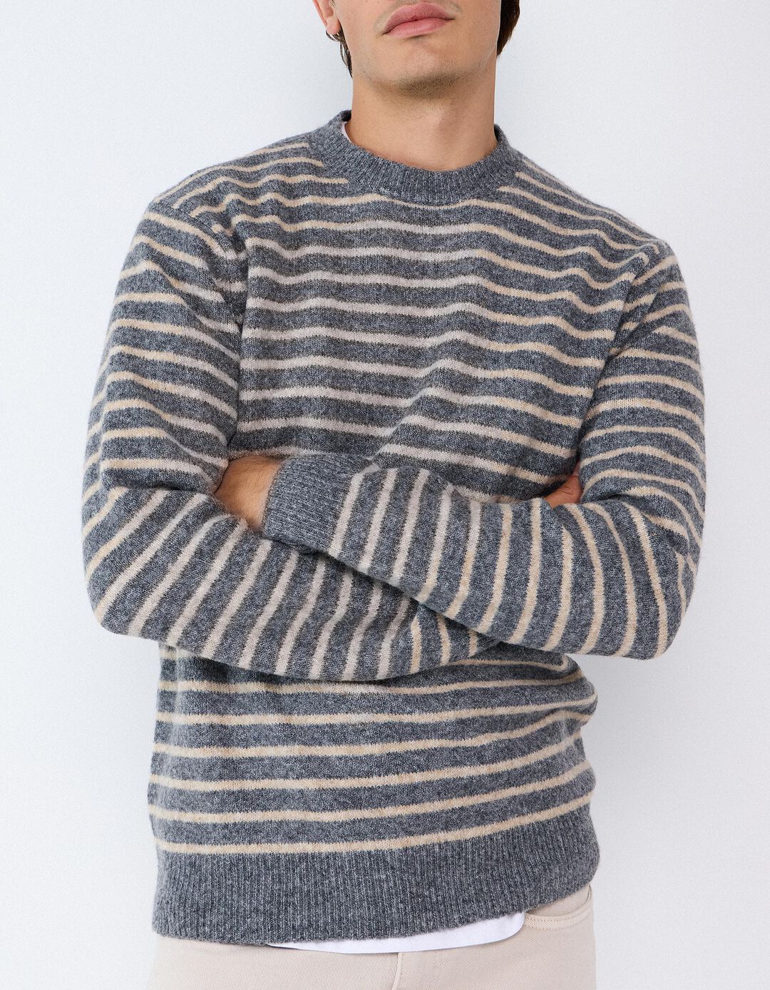 Camisola De Malha, Homem, Cinzento