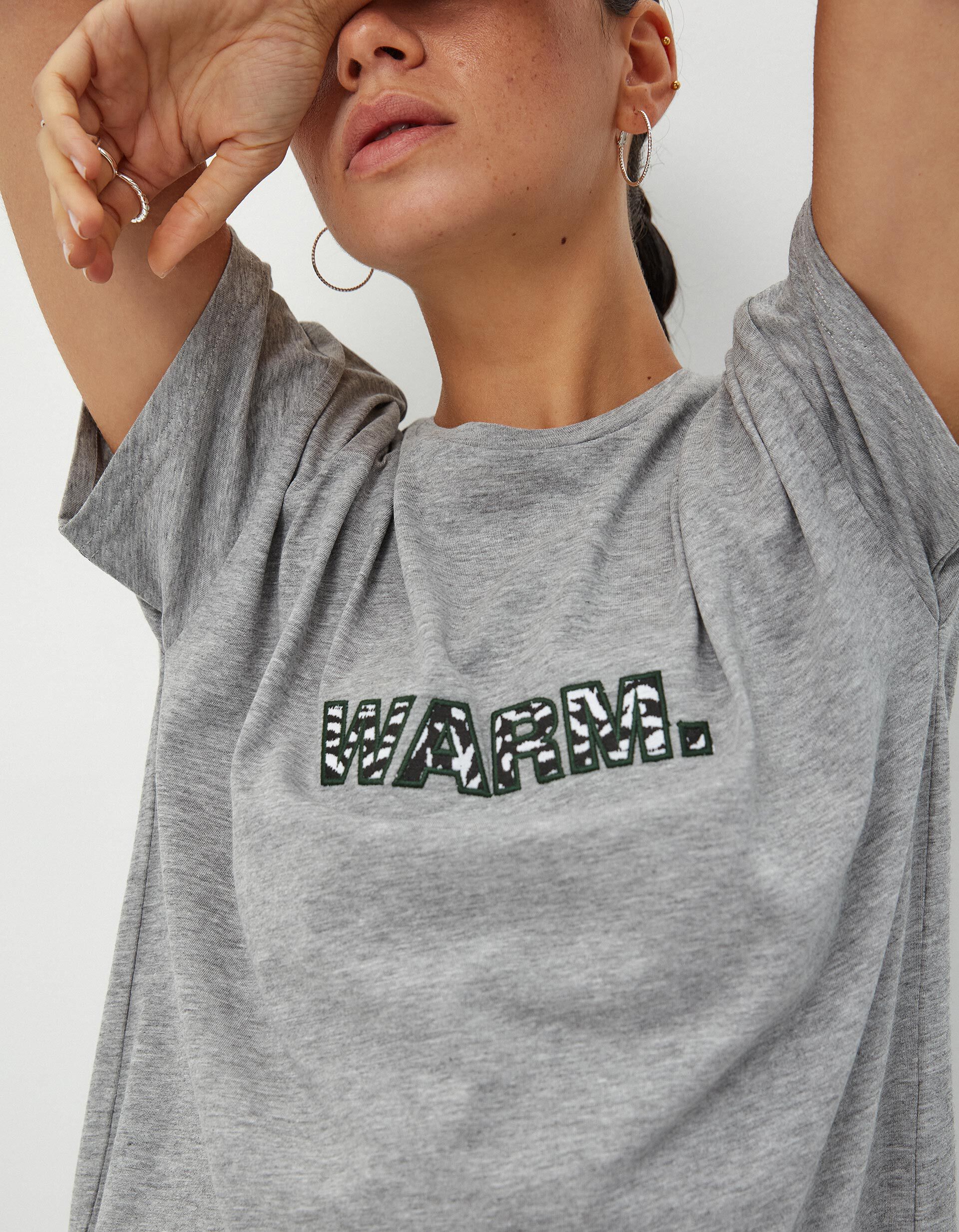 T shirt Palavra Estampada Mulher Cinzento MO Online