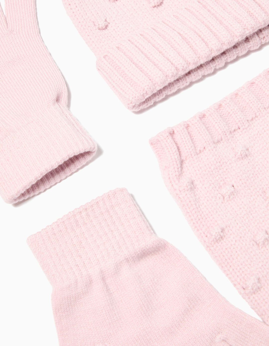 Conjunto Gorro, Gola e Luvas, Menina, Rosa