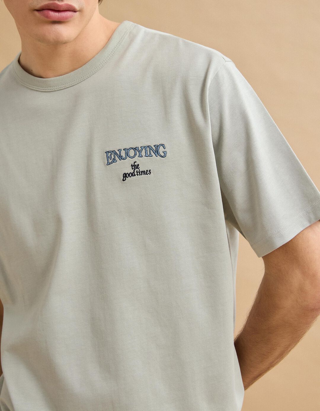 T-shirt Heavy Jersey Bordado, Homem, Vermelho Escuro