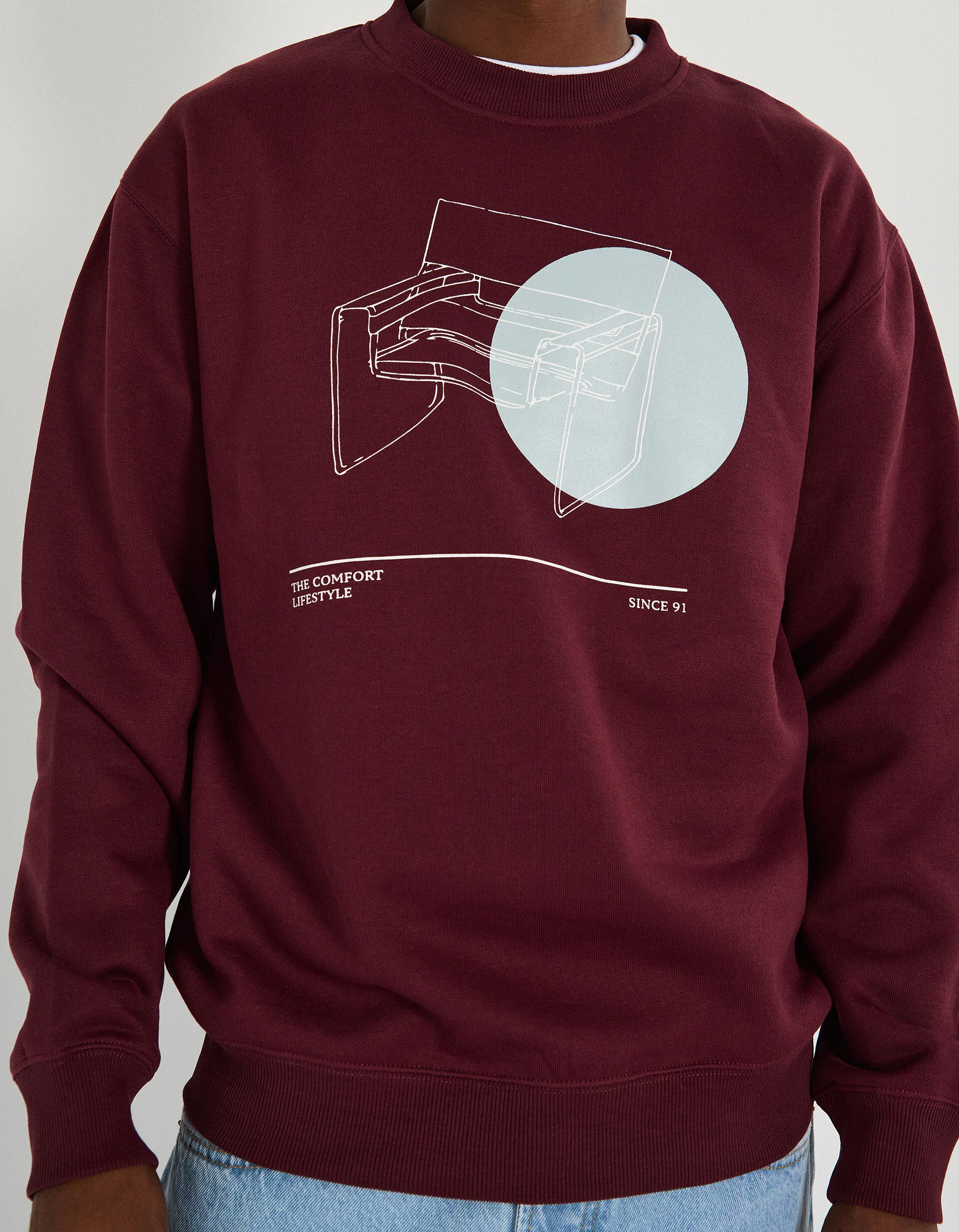 Comprar Online Sweatshirt de Felpa, Homem, Vermelho Escuro 