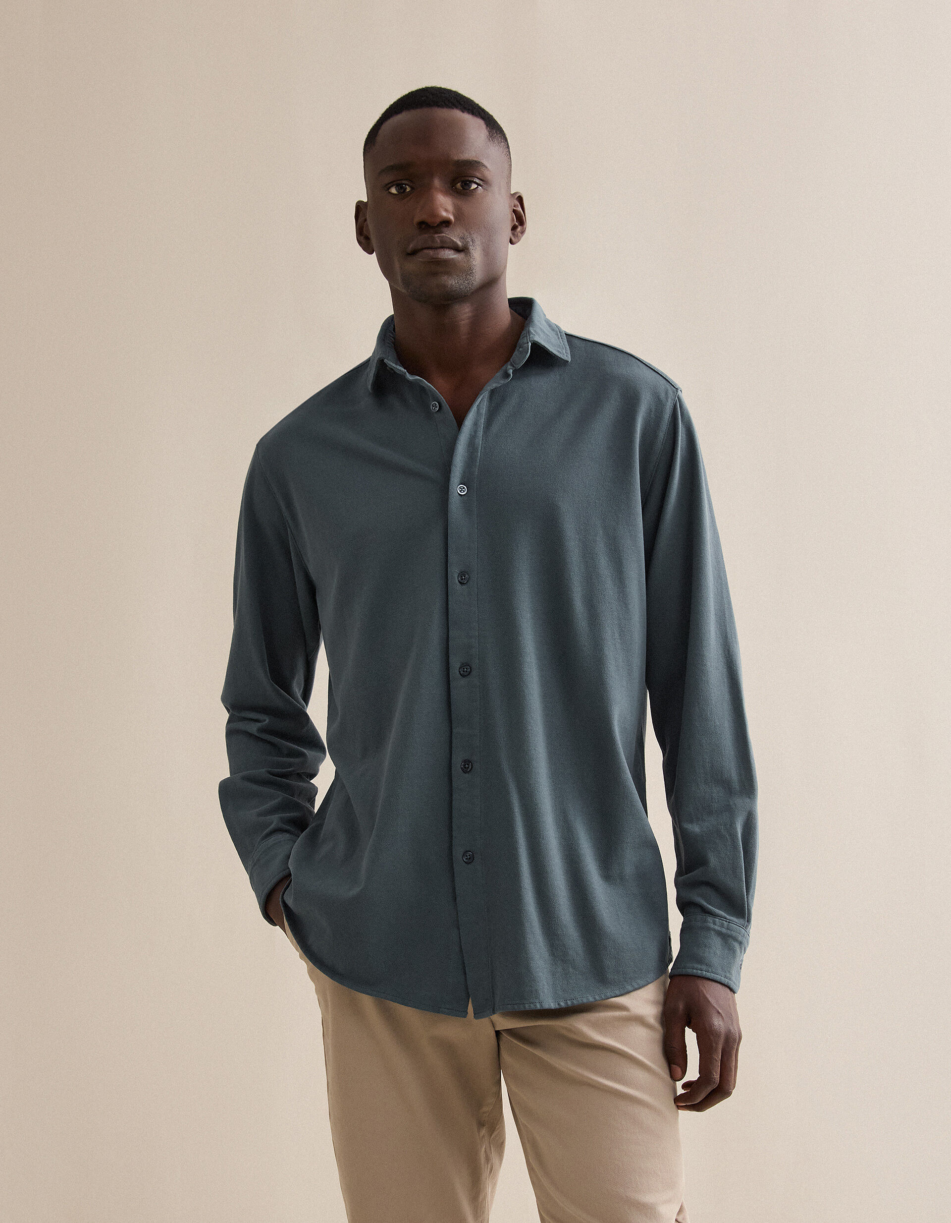 Comprar Online Camisa Piqu&eacute;, Homem, Azul