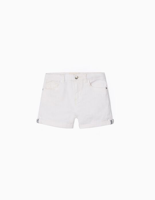 Twill Shorts for Girls, White