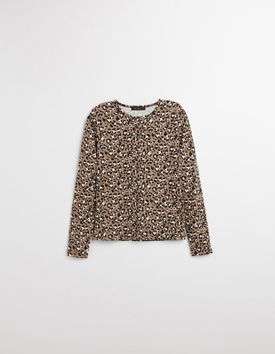 T-shirt de Manga Comprida, Mulher, Bege Escuro