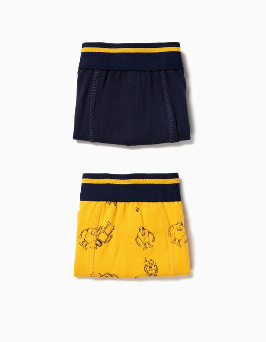 Pack 2 Boxers para Menino 'Robots', Azul e Amarelo