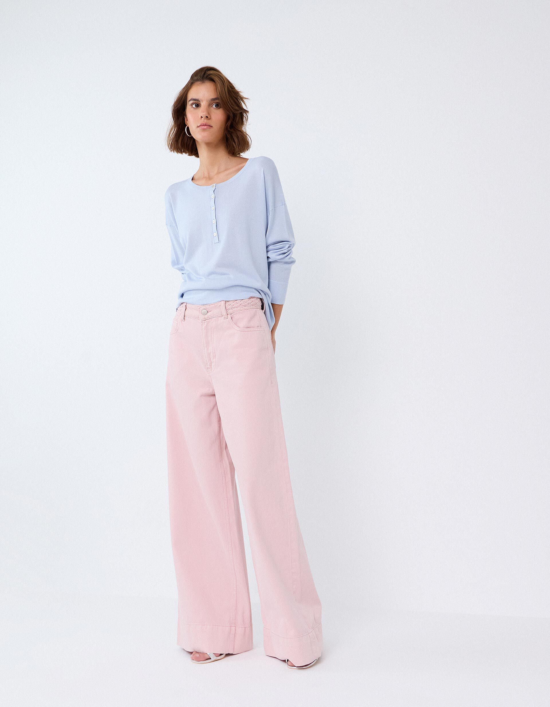 Comprar Online Cal&ccedil;as De Ganga Wide Leg, Mulher, Rosa Claro