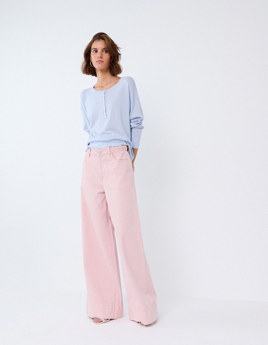 Cal&ccedil;as De Ganga Wide Leg, Mulher, Rosa Claro