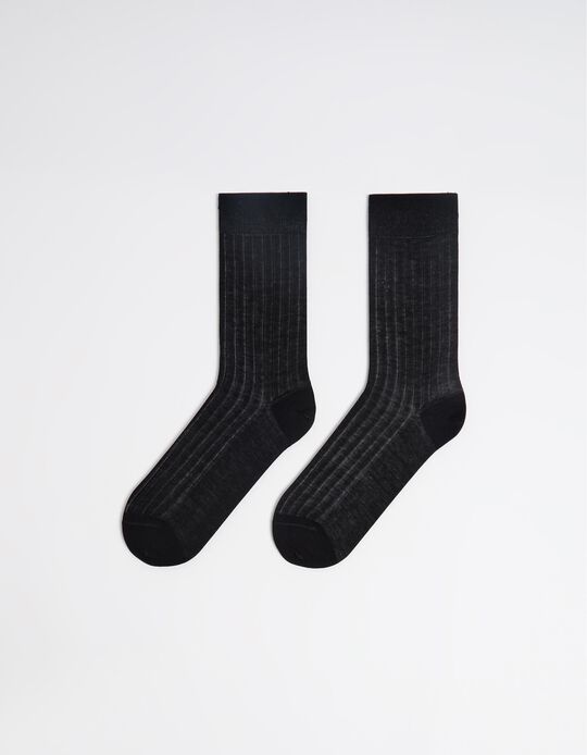 Comprar Online Meias Caneladas, Homem, Preto